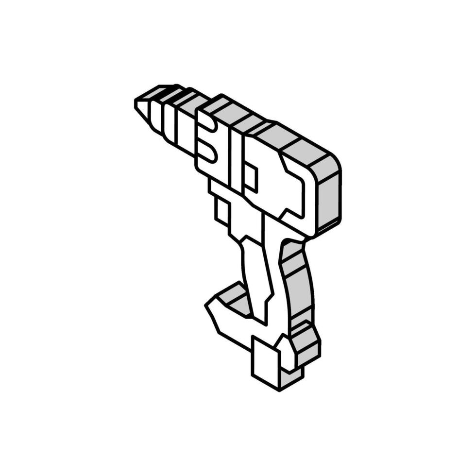 bohren Werkzeug Reparatur isometrisch Symbol Vektor Illustration