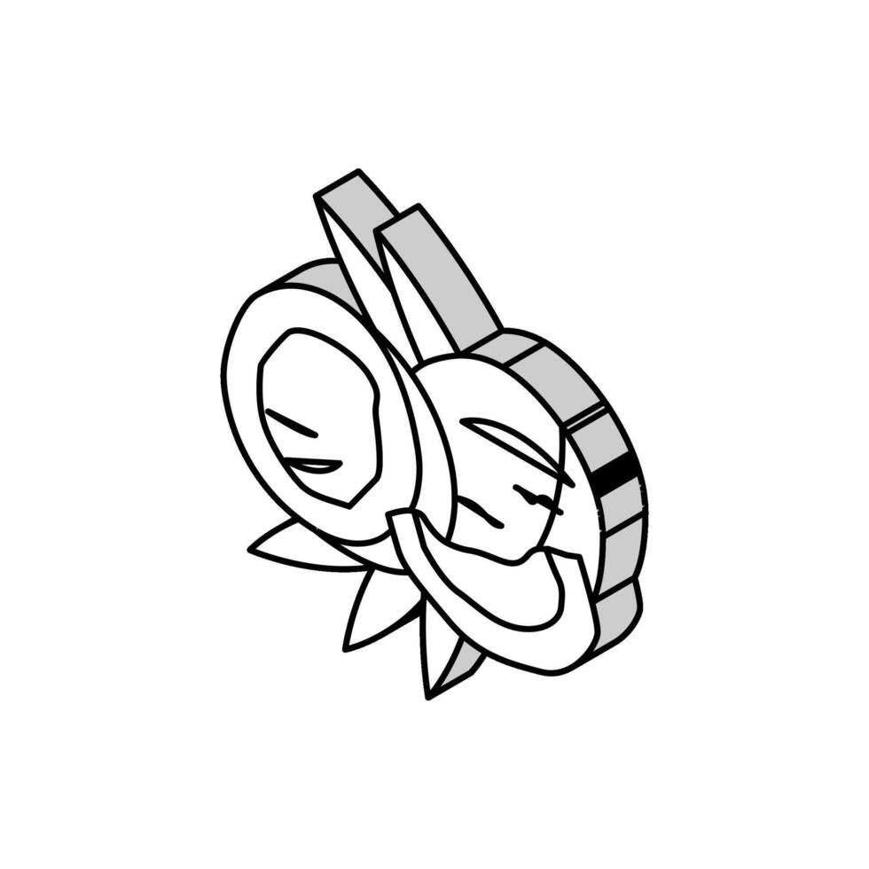 kokos skära löv isometrisk ikon vektor illustration