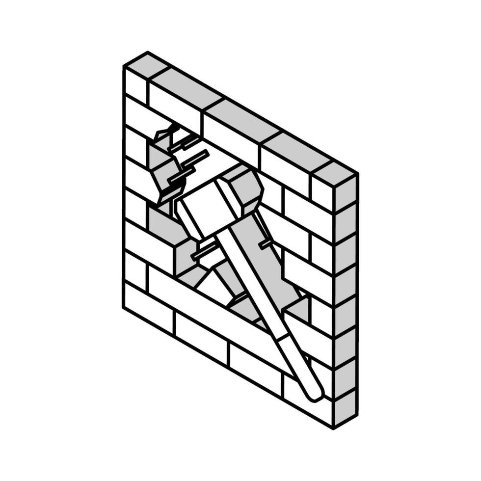 Abbau Mauer isometrisch Symbol Vektor Illustration