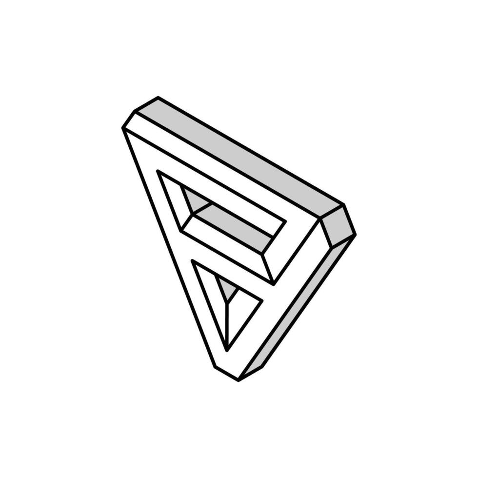 Dreieck unmöglich geometrisch gestalten isometrisch Symbol Vektor Illustration