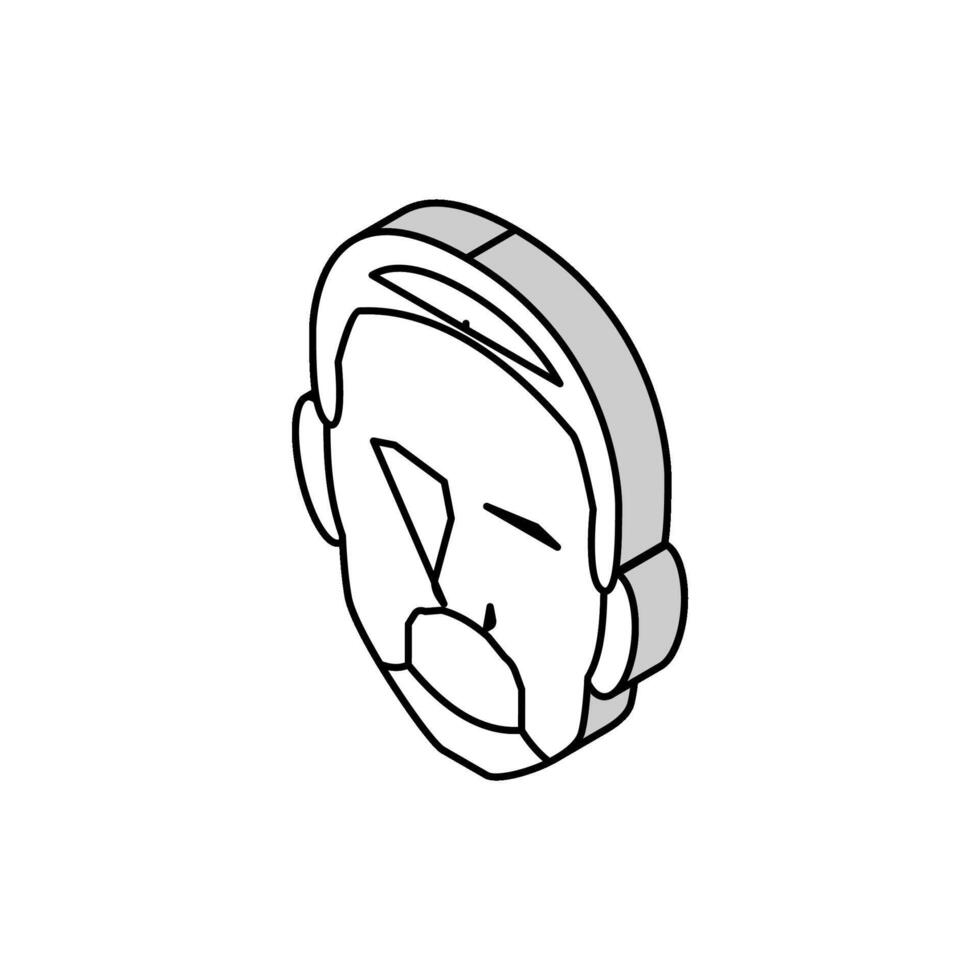 Kreis Bart Haar Stil isometrisch Symbol Vektor Illustration