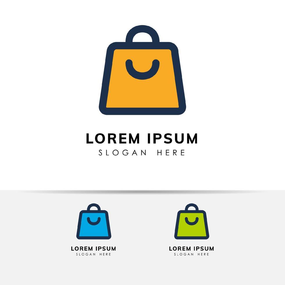 glückliche Shop-Logo-Design-Vorlage. Einkaufstasche Icon Design Lager vektor