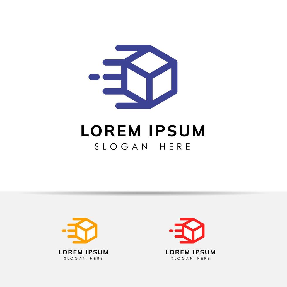 leveransbox logotyp design. kurir logotyp formgivningsmall ikon vektor