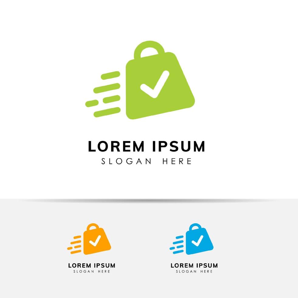 grön butik logotyp formgivningsmall. shoppingväska ikon design vektor