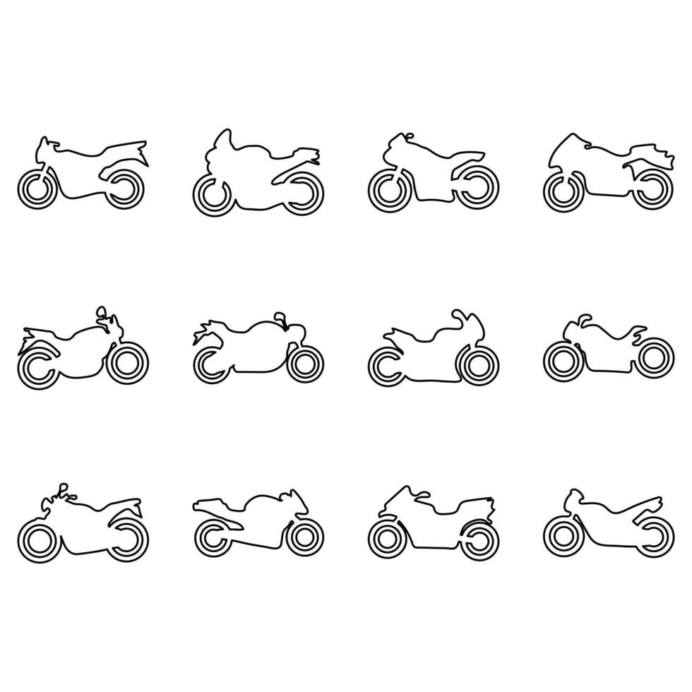 Motorrad Gliederung Symbol Satz. Transport Vektor