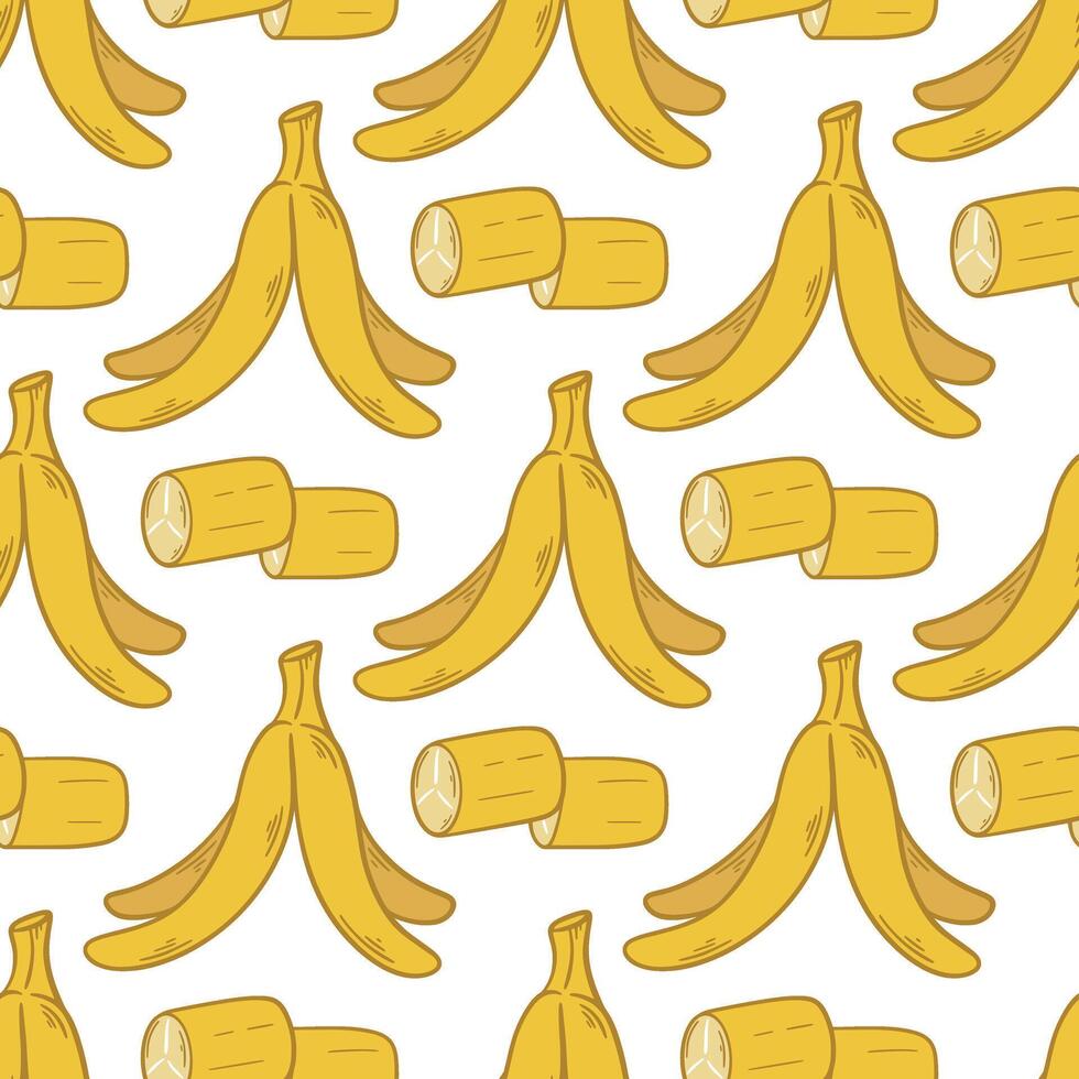 hand dragen banan sömlös mönster vektor