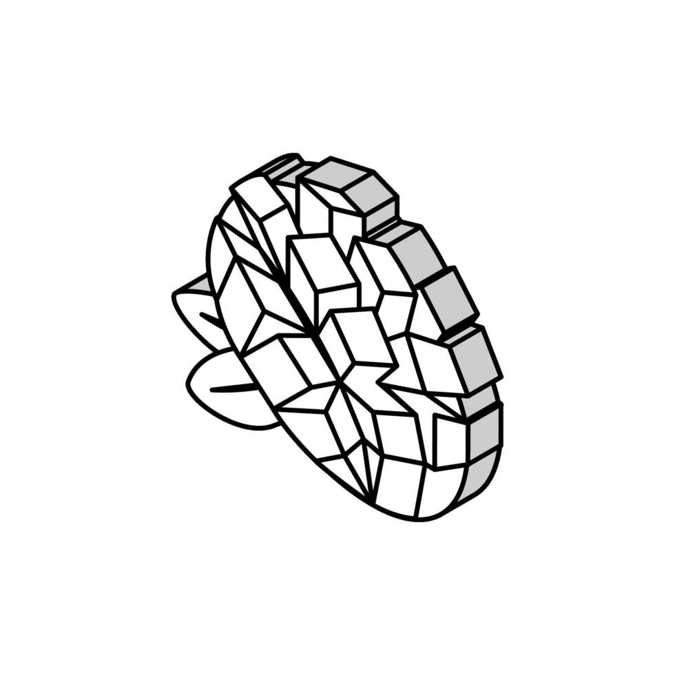 Scheibe Mango Würfel Blatt isometrisch Symbol Vektor Illustration