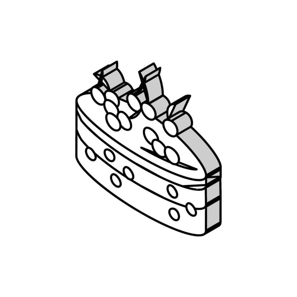 Kirsche Kuchen Essen Dessert isometrisch Symbol Vektor Illustration