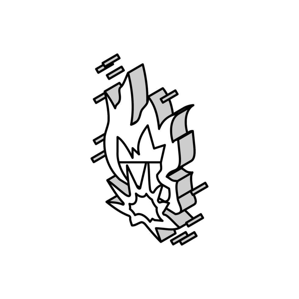 gnistra brand isometrisk ikon vektor illustration