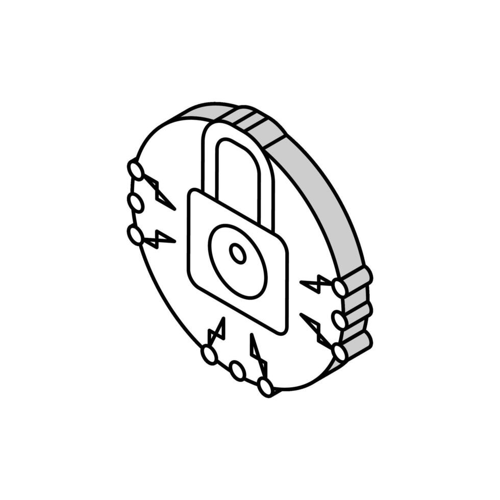 systemet hänglås isometrisk ikon vektor illustration