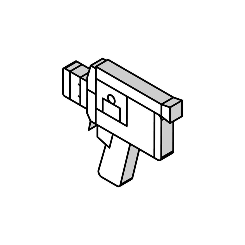 video kamera retro grej isometrisk ikon vektor illustration