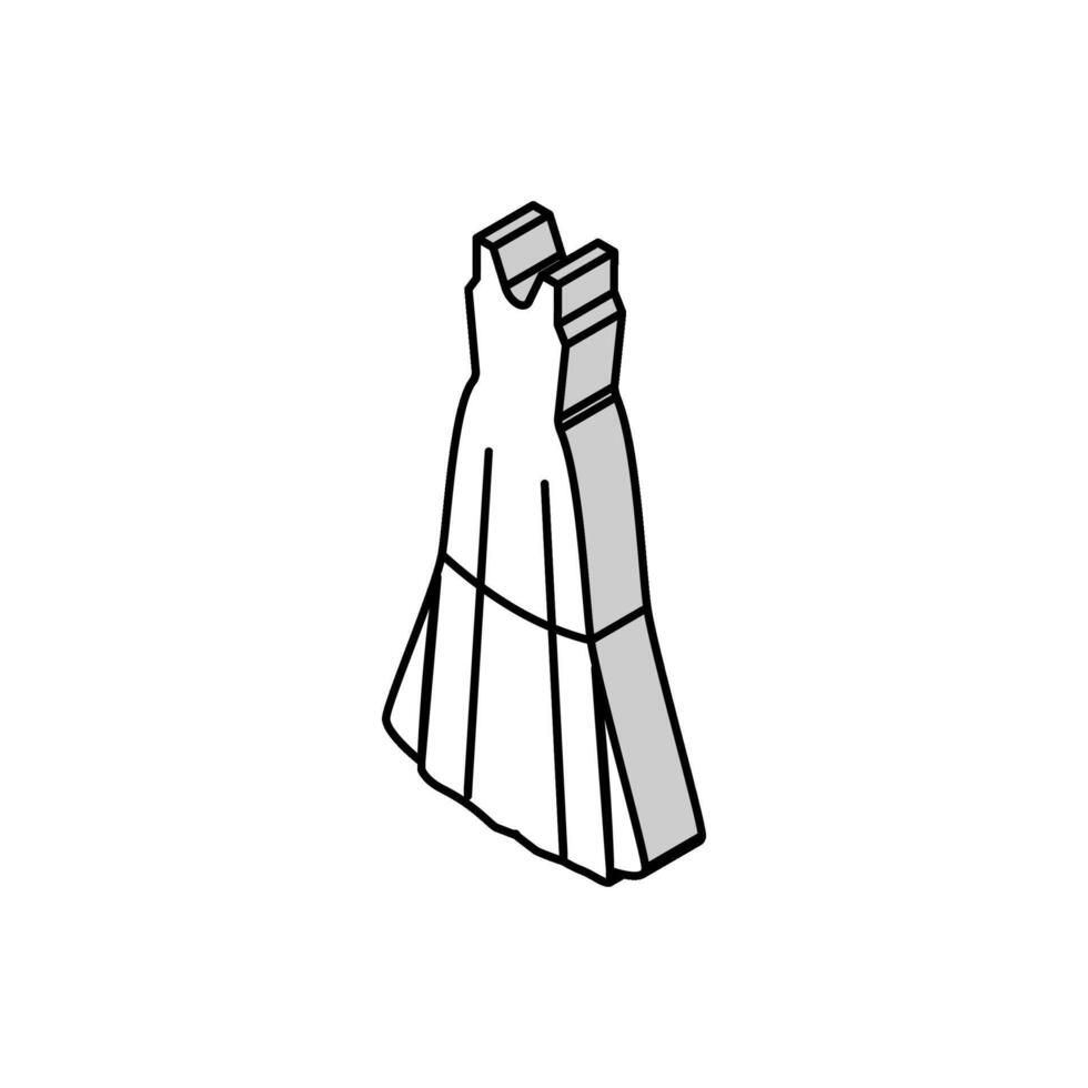 ein Linie Hochzeit Kleid isometrisch Symbol Vektor Illustration