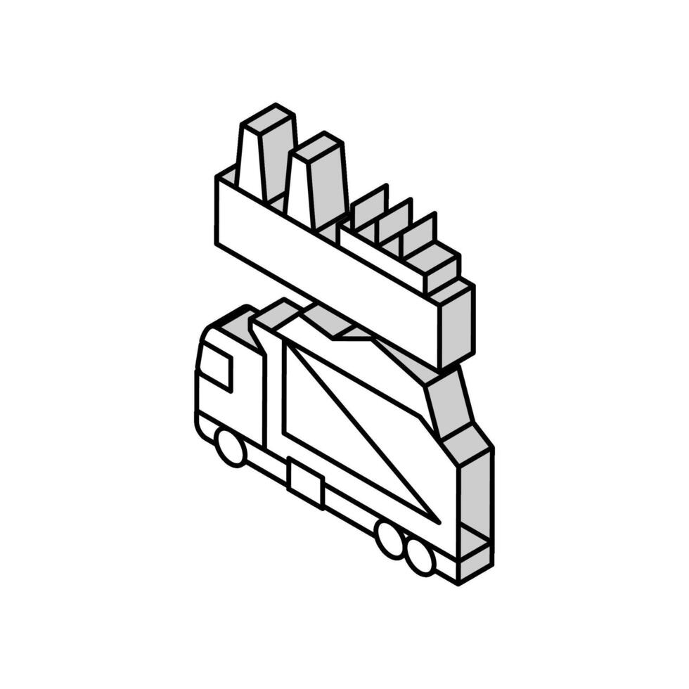 Recycling Pflanze Arbeiter Sortierung Müll isometrisch Symbol Vektor Illustration