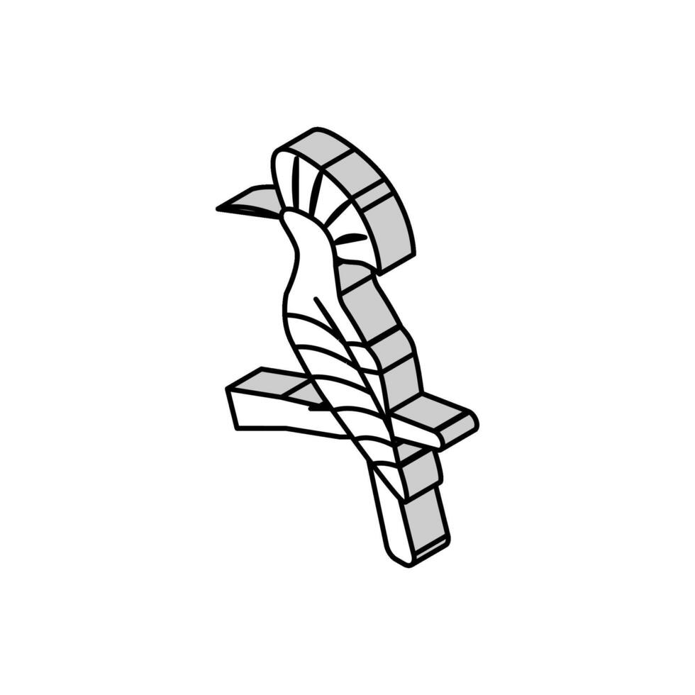 härfågel fågel exotisk isometrisk ikon vektor illustration