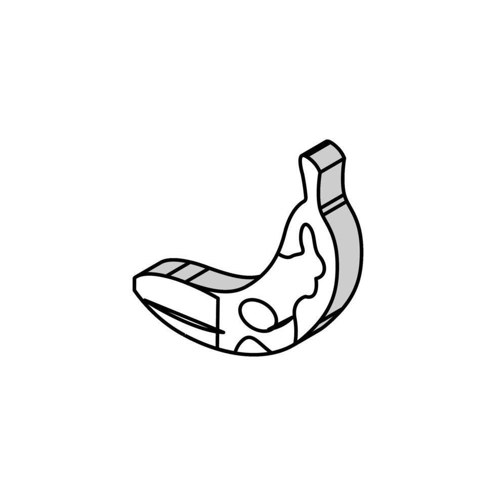 Banane verfault Essen isometrisch Symbol Vektor Illustration