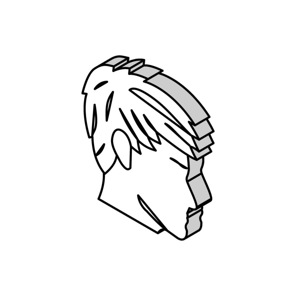 vinkel- frans frisyr manlig isometrisk ikon vektor illustration