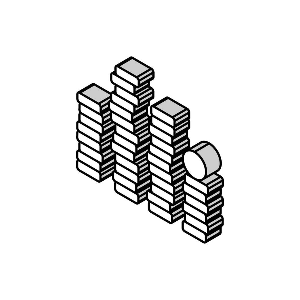 Stapel Kasse Bank Münze isometrisch Symbol Vektor Illustration