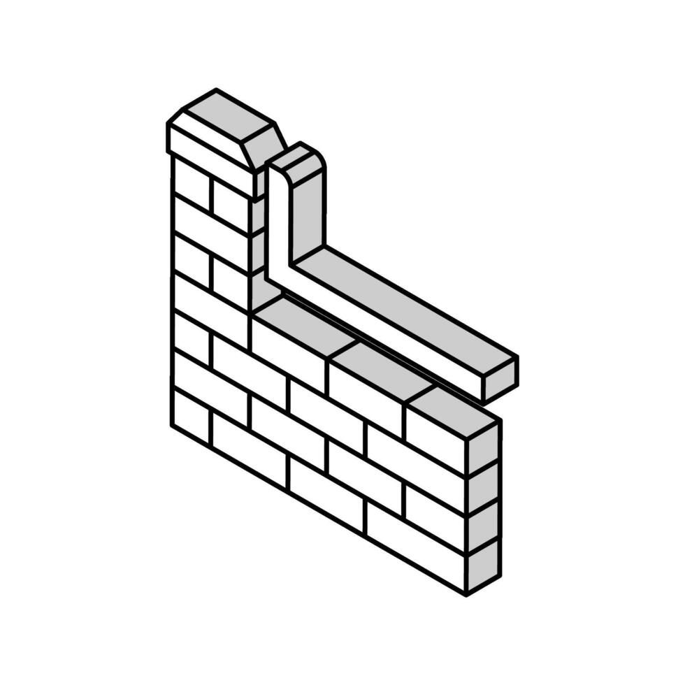 Abdichtung Terrasse Gebäude Struktur isometrisch Symbol Vektor Illustration