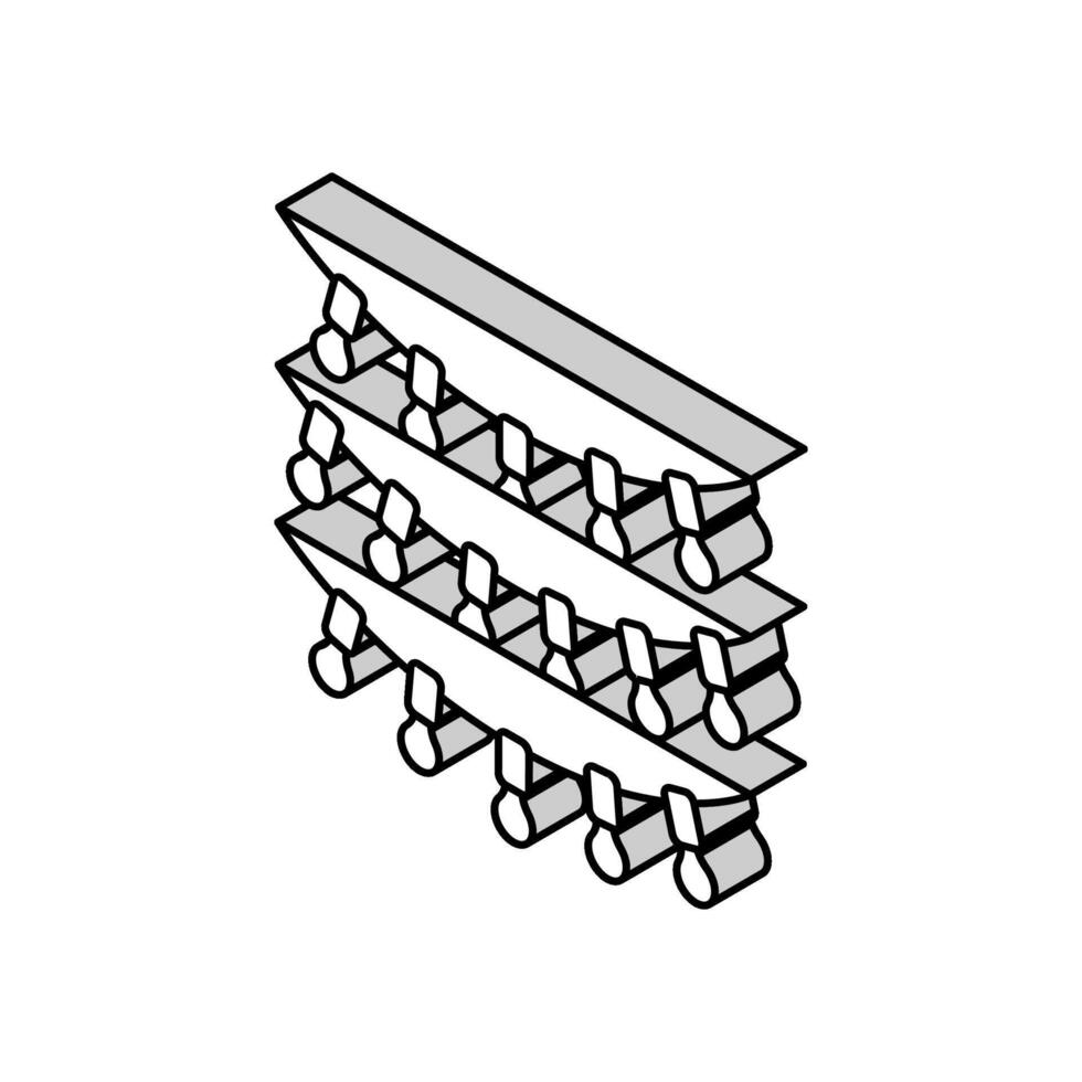 tindra lampor sovrum interiör isometrisk ikon vektor illustration