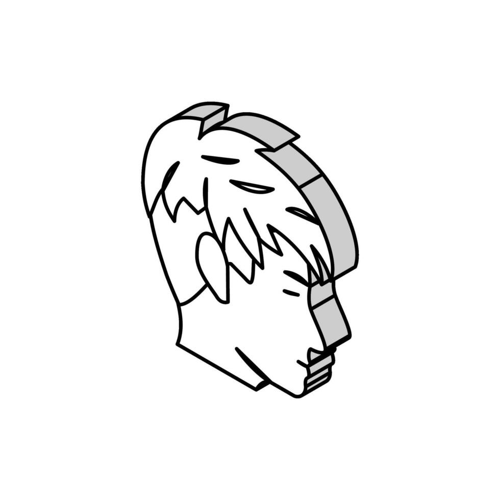 kort frisyr kvinna isometrisk ikon vektor illustration