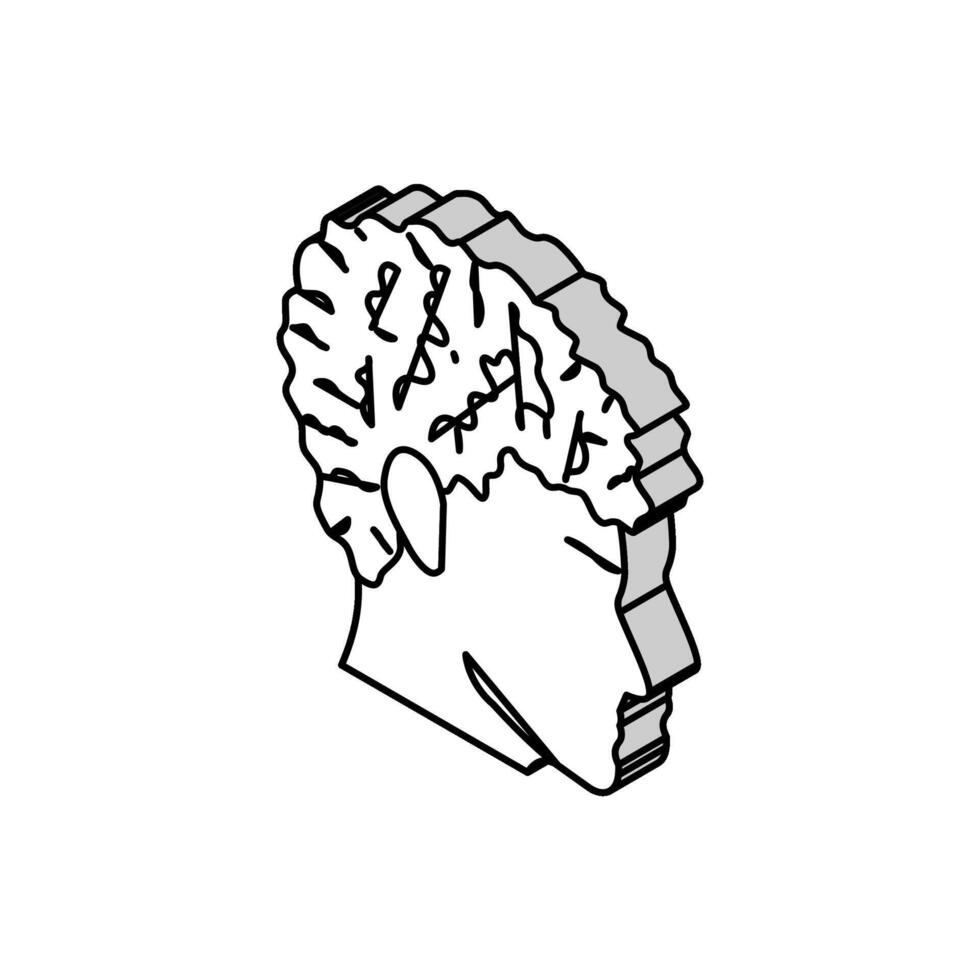 lockigt manlig frisyr manlig isometrisk ikon vektor illustration