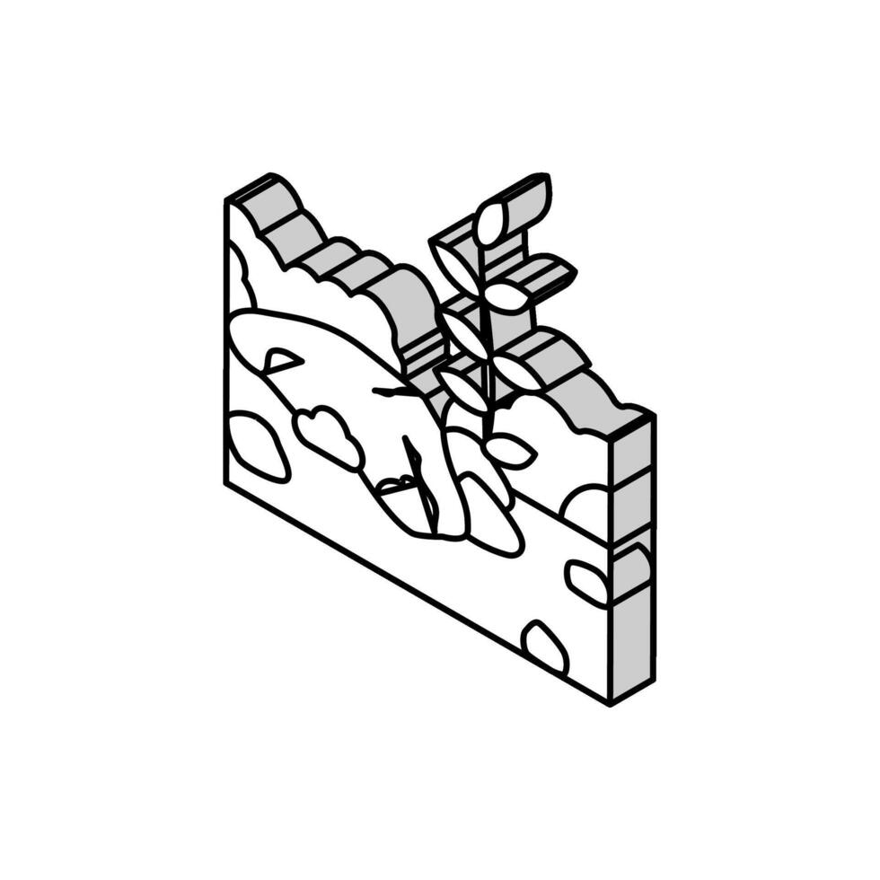 sten trädgård verktyg isometrisk ikon vektor illustration