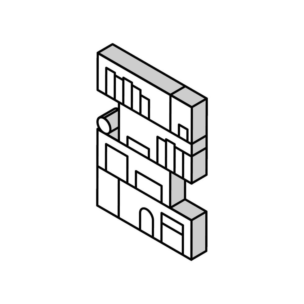 bokhylla levande rum isometrisk ikon vektor illustration