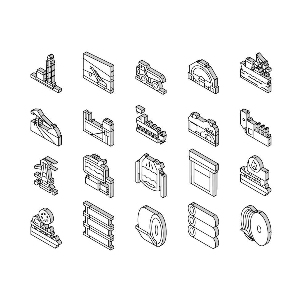 stål produktion industri metall isometrisk ikoner uppsättning vektor