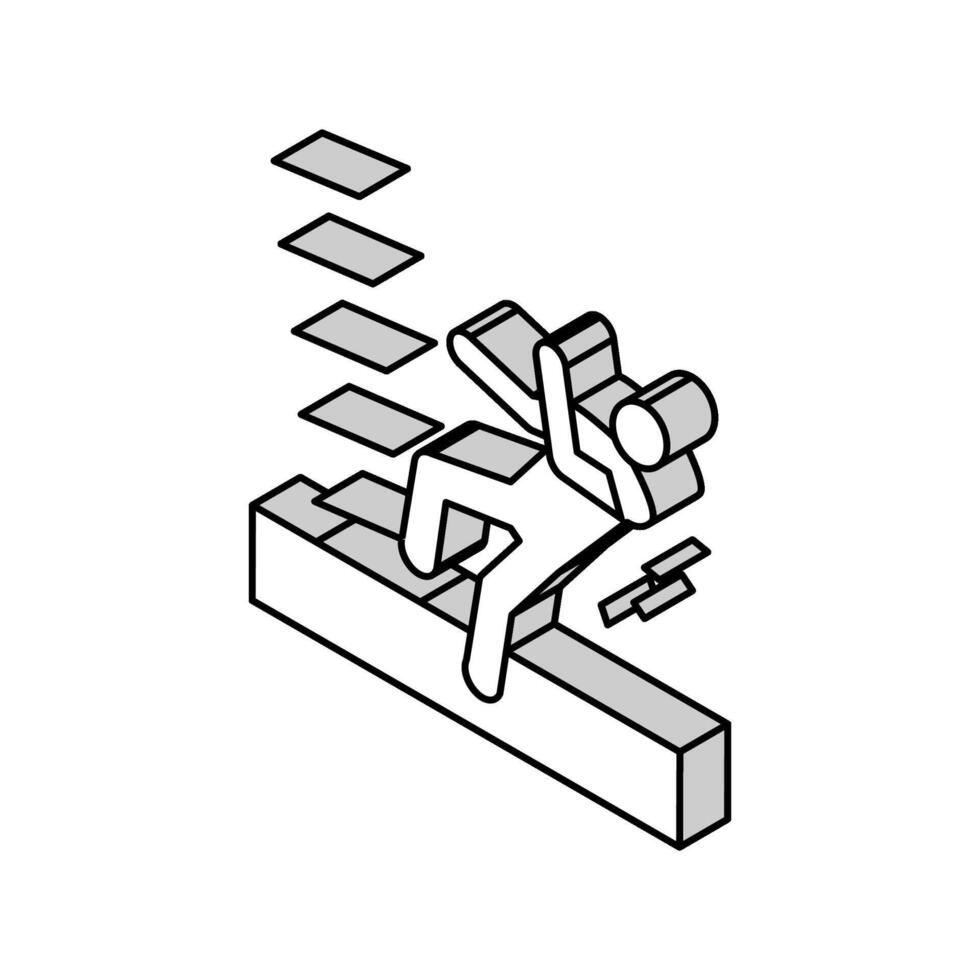 Treppe fallen Mann Unfall isometrisch Symbol Vektor Illustration