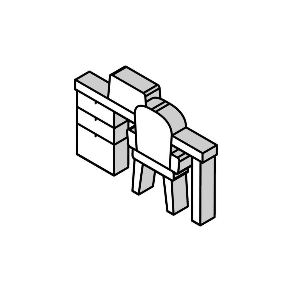 Tabelle Laptop Stuhl Zuhause Büro isometrisch Symbol Vektor Illustration