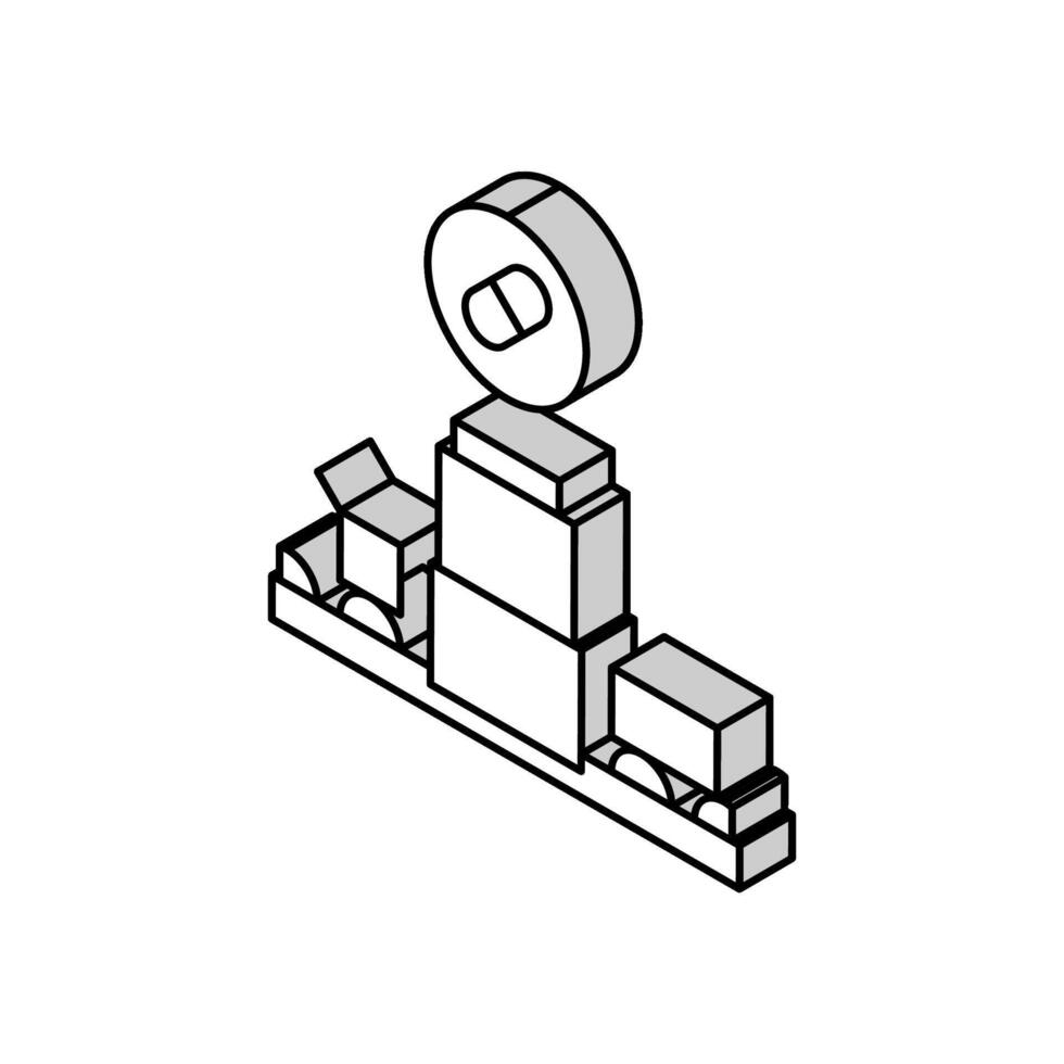 medicin tillverkning växt isometrisk ikon vektor illustration