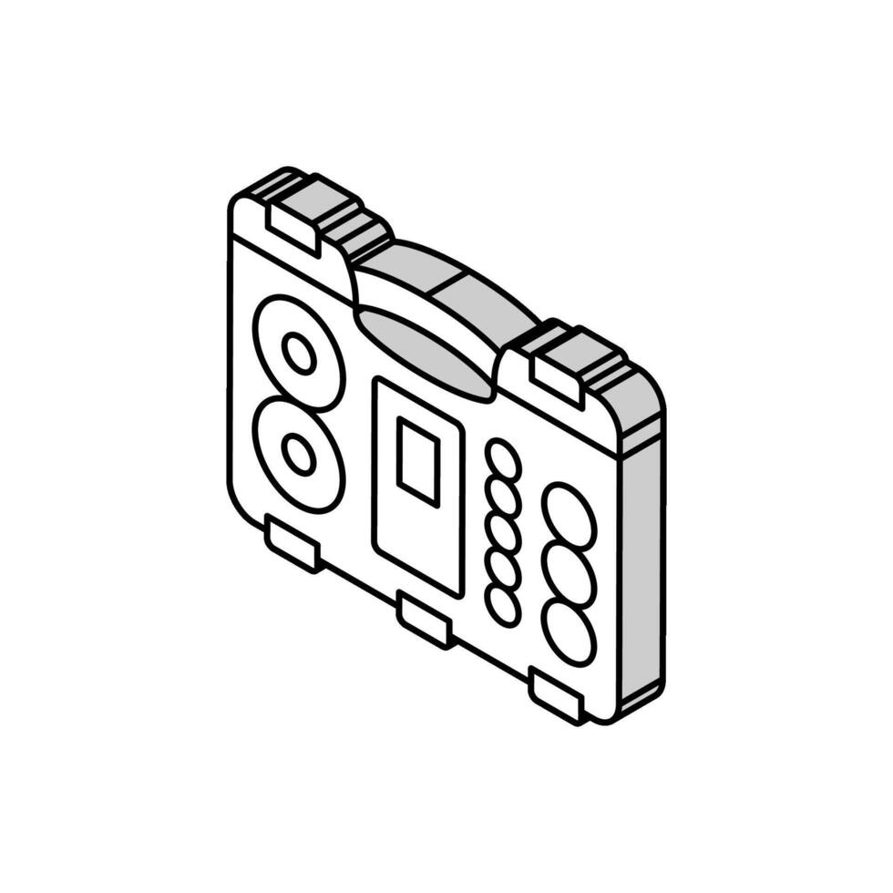 Batterie Veranstalter Garage Werkzeug isometrisch Symbol Vektor Illustration