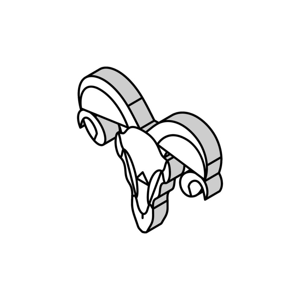skalle Bagge horn djur- isometrisk ikon vektor illustration