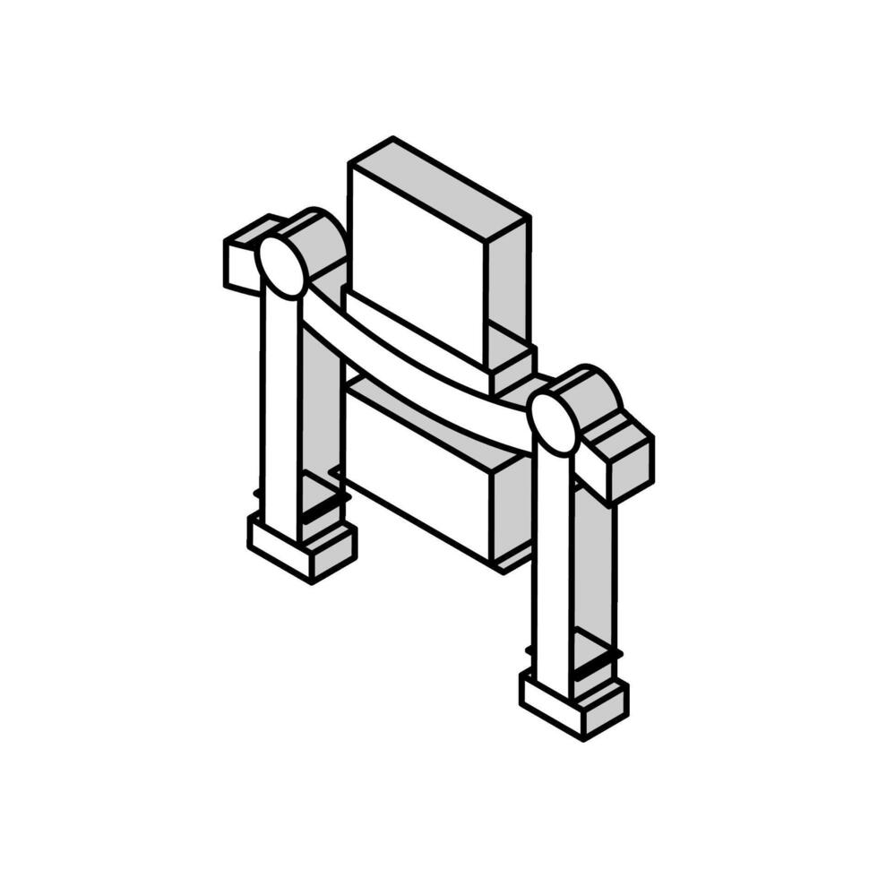 Museum eingezäunt Exponat isometrisch Symbol Vektor Illustration