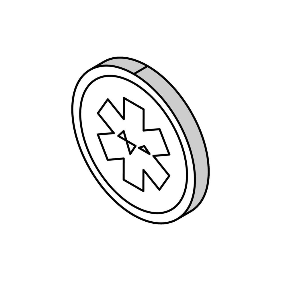 Notfall Krankenwagen Krankenhaus Zeichen isometrisch Symbol Vektor Illustration