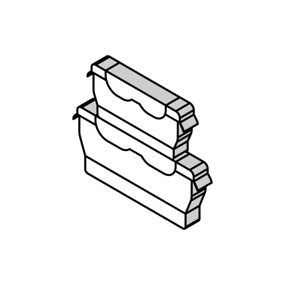 lagring skålar kök kokkärl isometrisk ikon vektor illustration