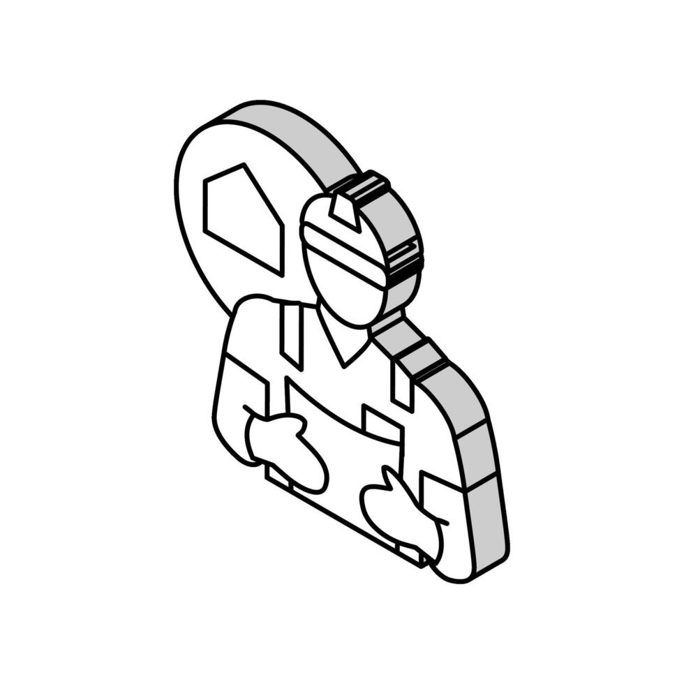 bürgerlich Ingenieur Arbeiter isometrisch Symbol Vektor Illustration