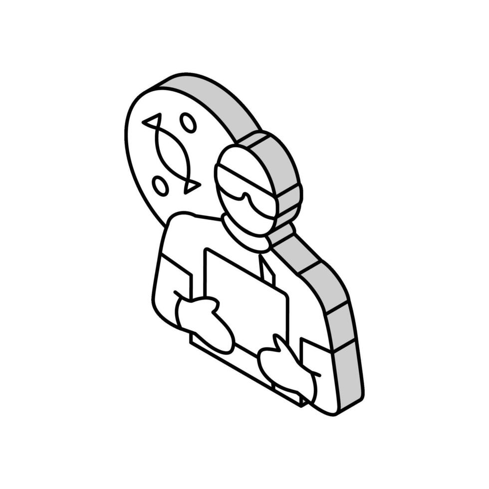 biomedizinisch Ingenieur Arbeiter isometrisch Symbol Vektor Illustration