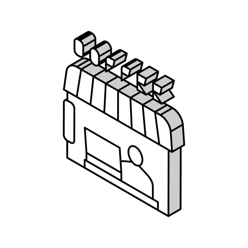 Fernbedienung Arbeiten im Cafeteria isometrisch Symbol Vektor Illustration