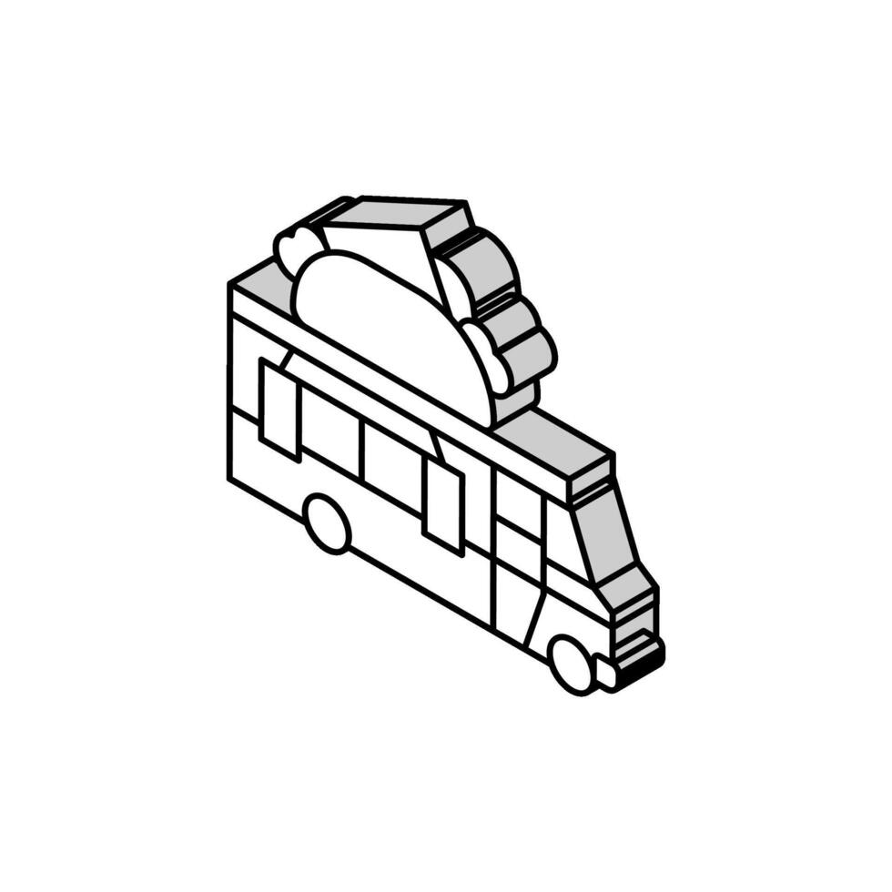 mat lastbil affär isometrisk ikon vektor illustration