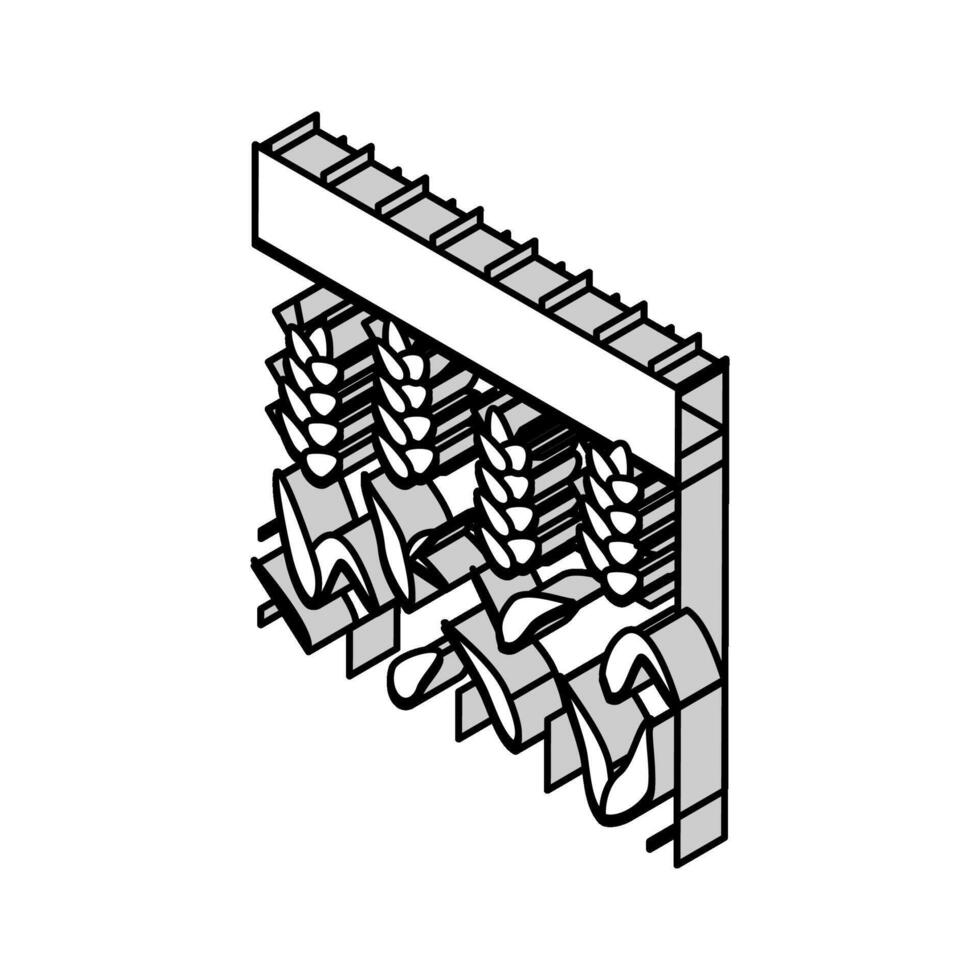 fält grön växter vete isometrisk ikon vektor illustration