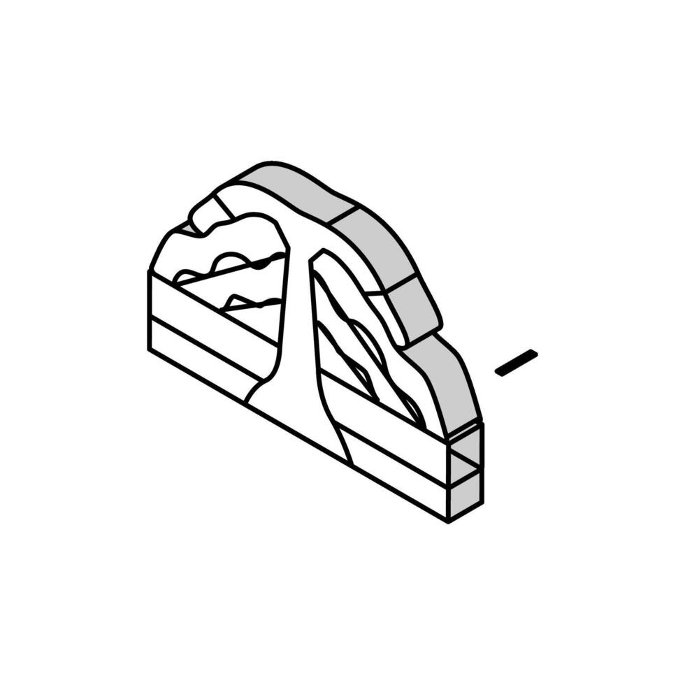 Schild Vulkan Lava isometrisch Symbol Vektor Illustration