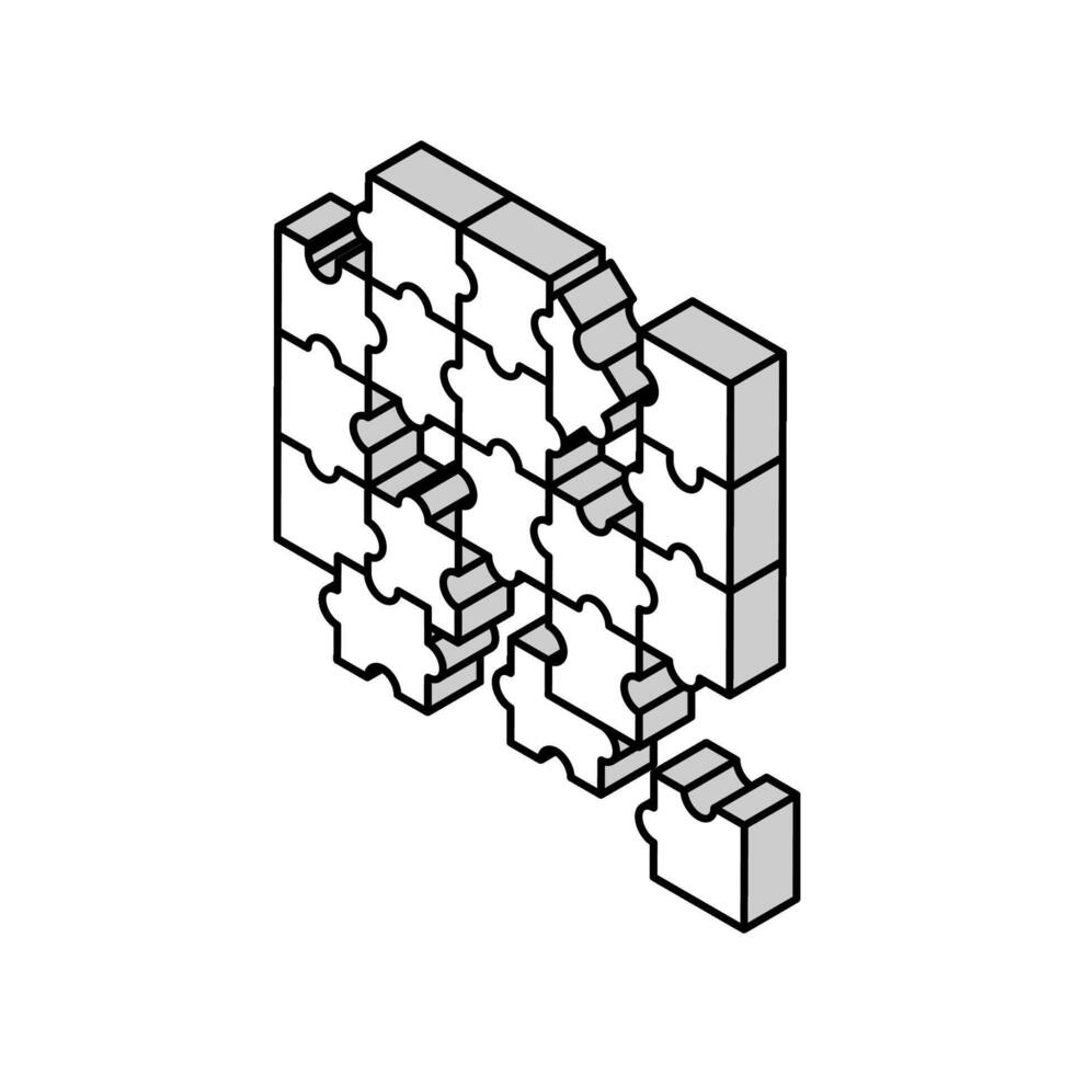 pussel spel styrelse tabell isometrisk ikon vektor illustration