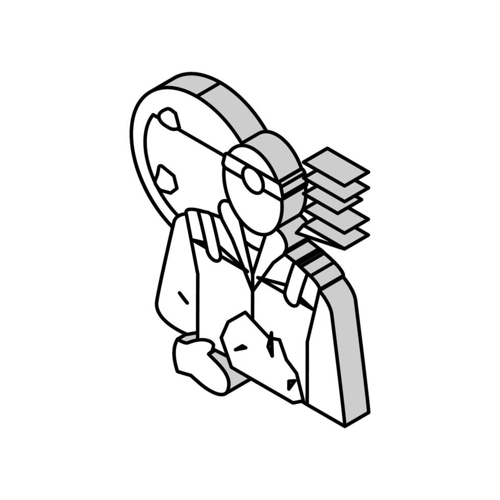geovetare arbetstagare isometrisk ikon vektor illustration