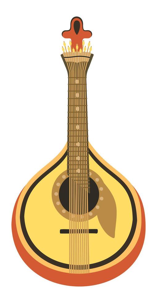 Portugiesisch Fado Gitarre. uralt Volk Musical Instrument. Vektor isoliert Illustration