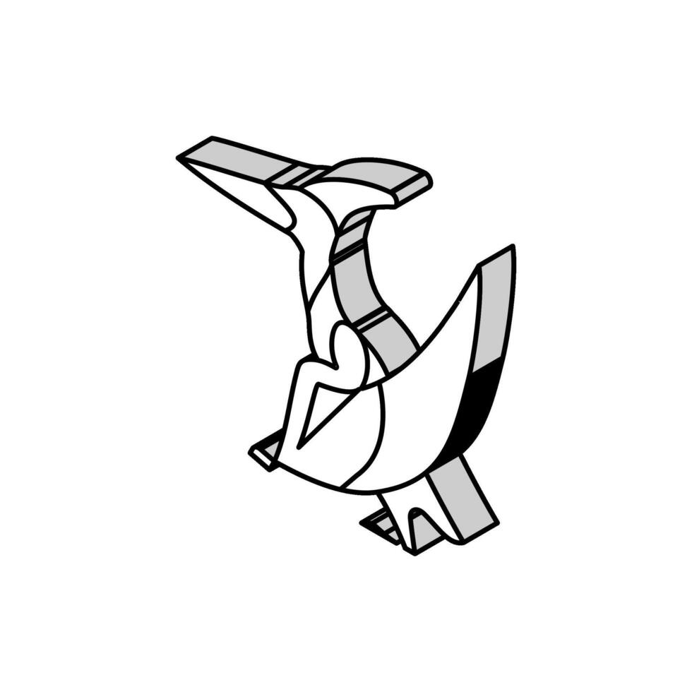 pteranodon dinosaurie djur- isometrisk ikon vektor illustration