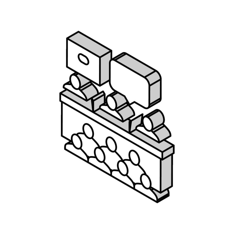 Drücken Sie Konferenz Nachrichten Medien isometrisch Symbol Vektor Illustration