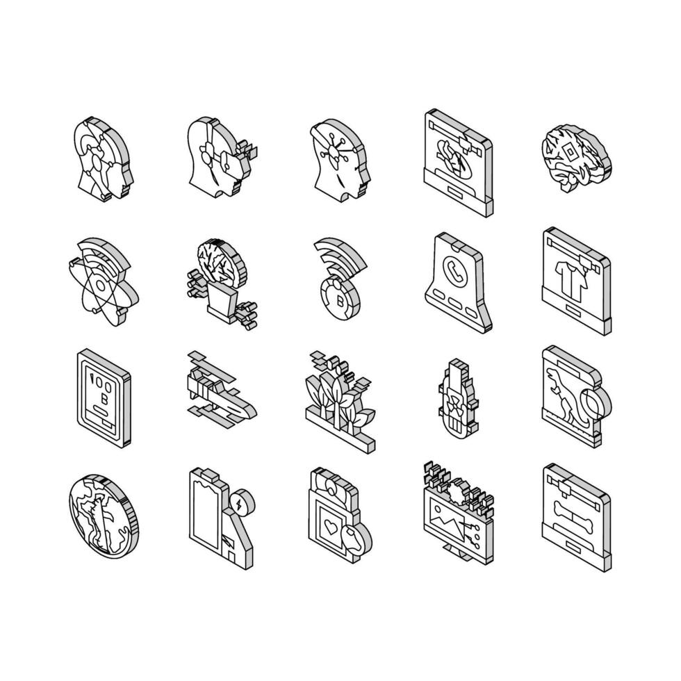 framtida techology digita modern isometrisk ikoner uppsättning vektor