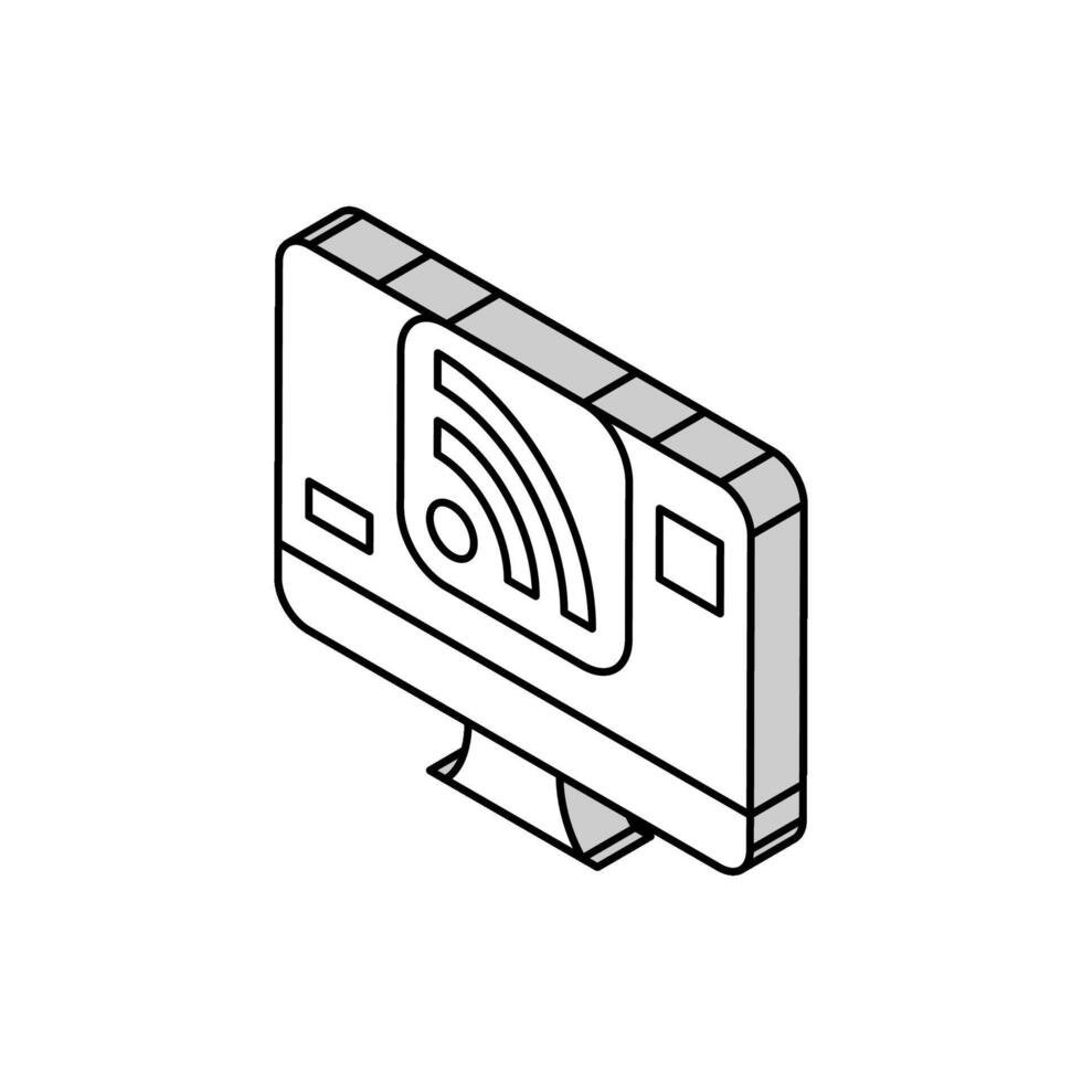 rss Futter Nachrichten Medien isometrisch Symbol Vektor Illustration