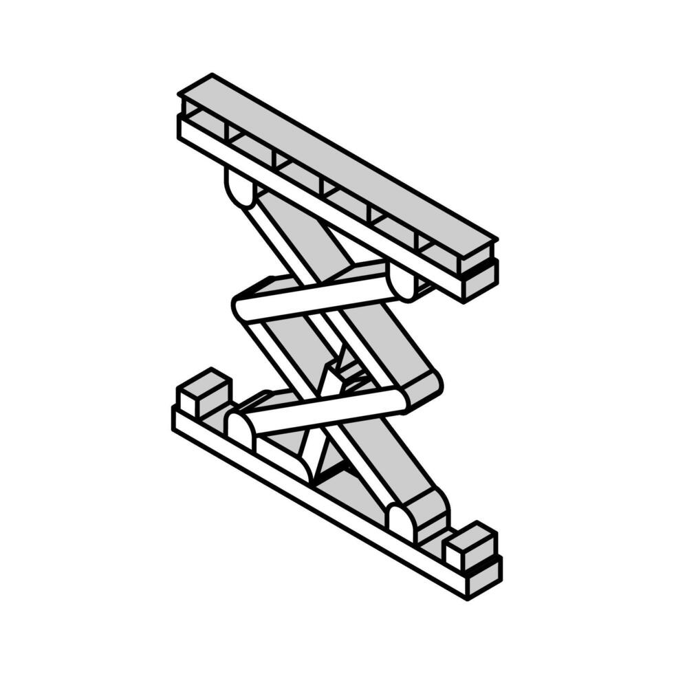 hydraulisk hiss plattform civil ingenjör isometrisk ikon vektor illustration